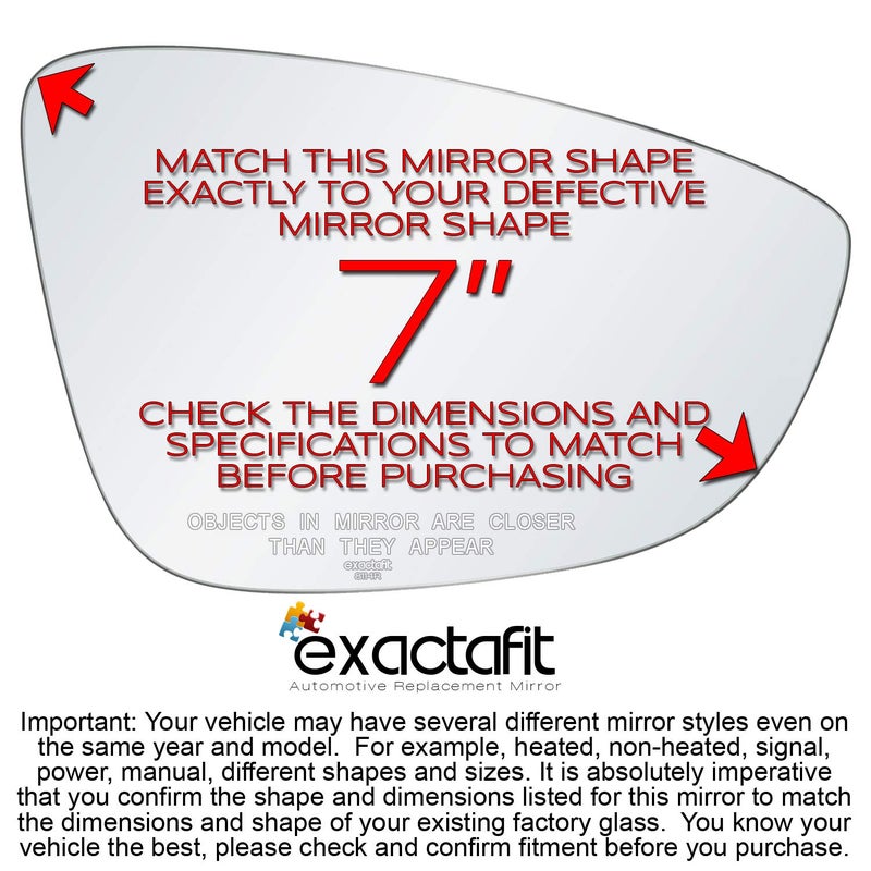 Rugged TUFF Passenger Side Mirror Glass Replacement For Volkswagen Passat Jetta CC Eos VW Right Door Convex Mirrors Adhesives exactafit 8114R - Image 2